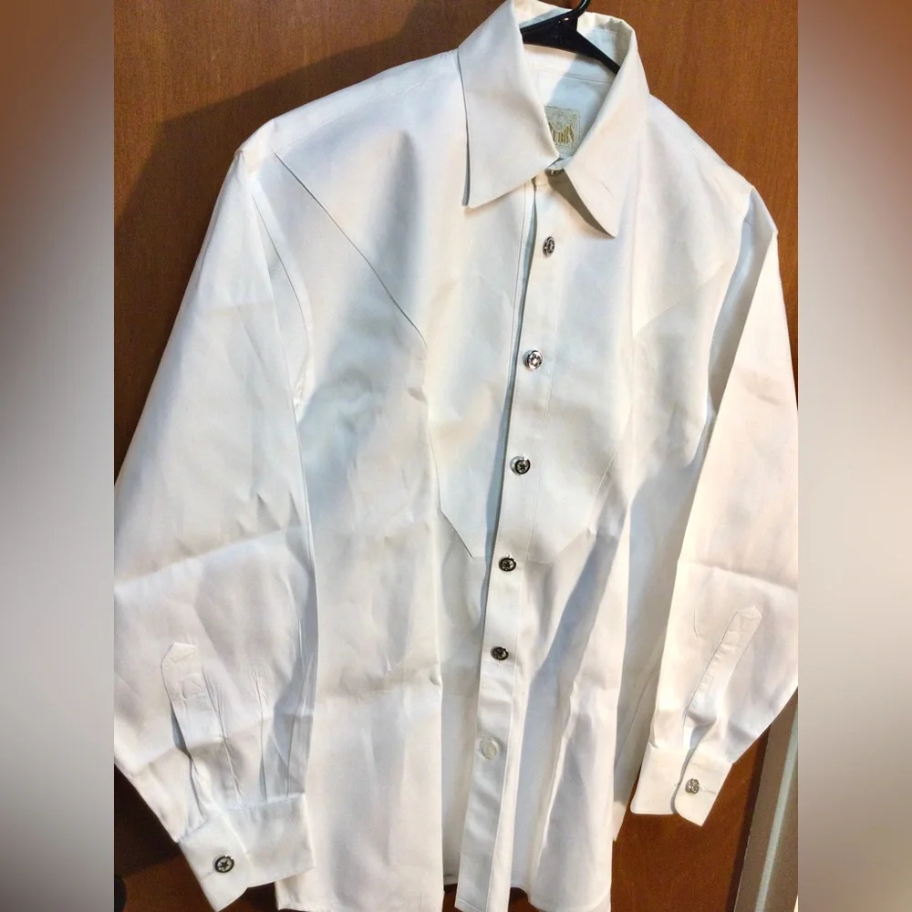 Stubbs Collection Men's Medium Vintage Western Dress Shirt Metal TX Star Buttons